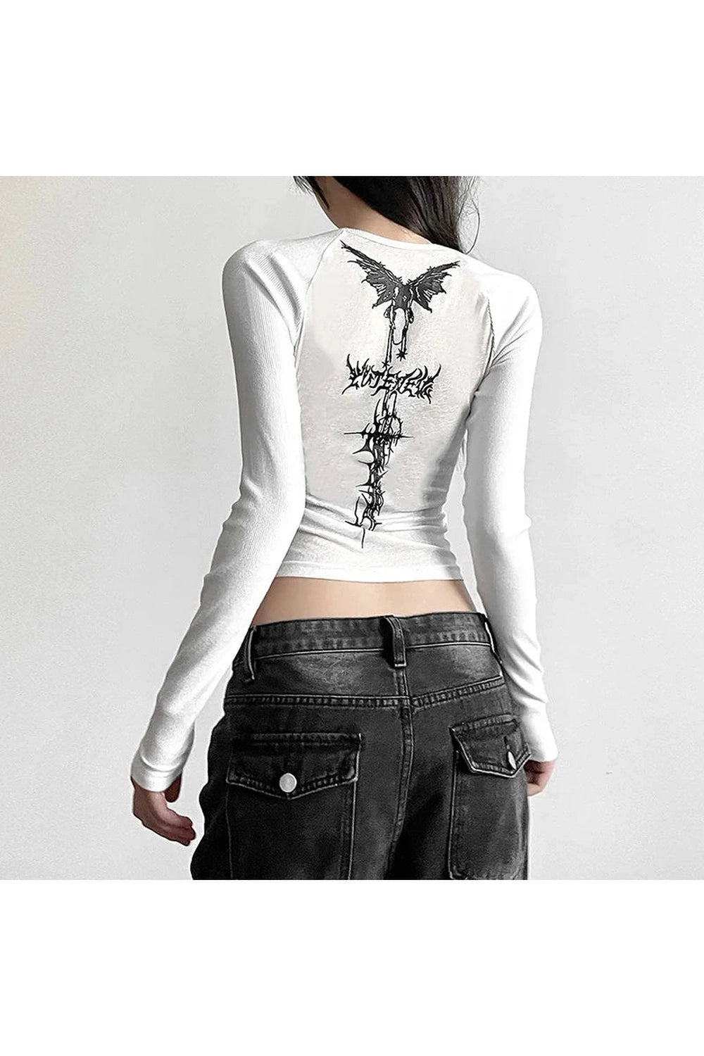 Alt Goth Angel Long Sleeve Top Shoptery