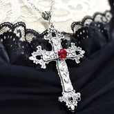Gothic Bloodstone Cross Necklace Shoptery
