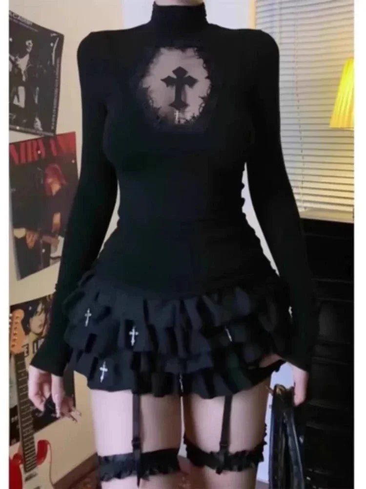 Gothic Cathedral Ruffle Long Sleeve Set 2 Piece Set Shoptery