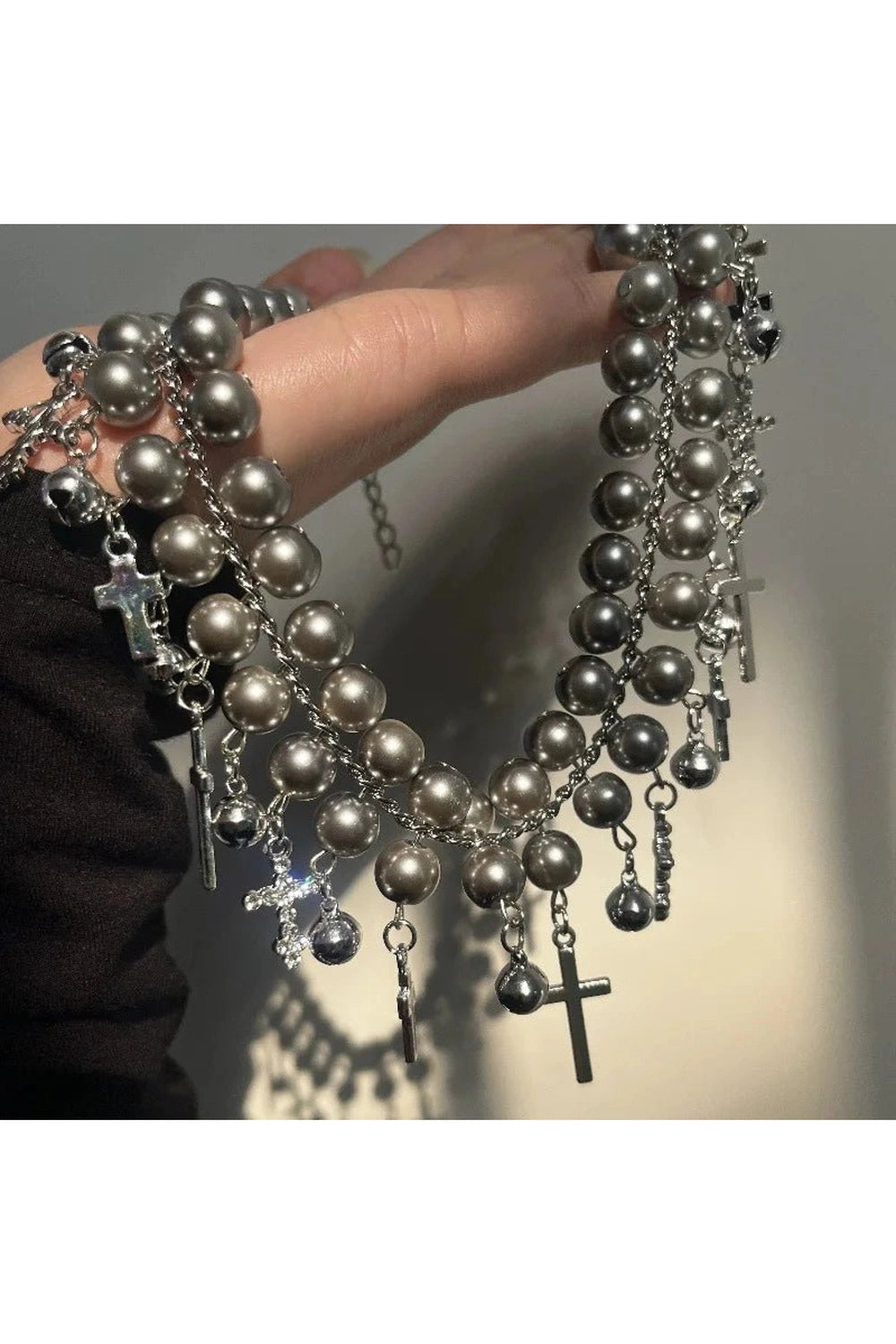 Gothic Cross Pearl Choker Shoptery