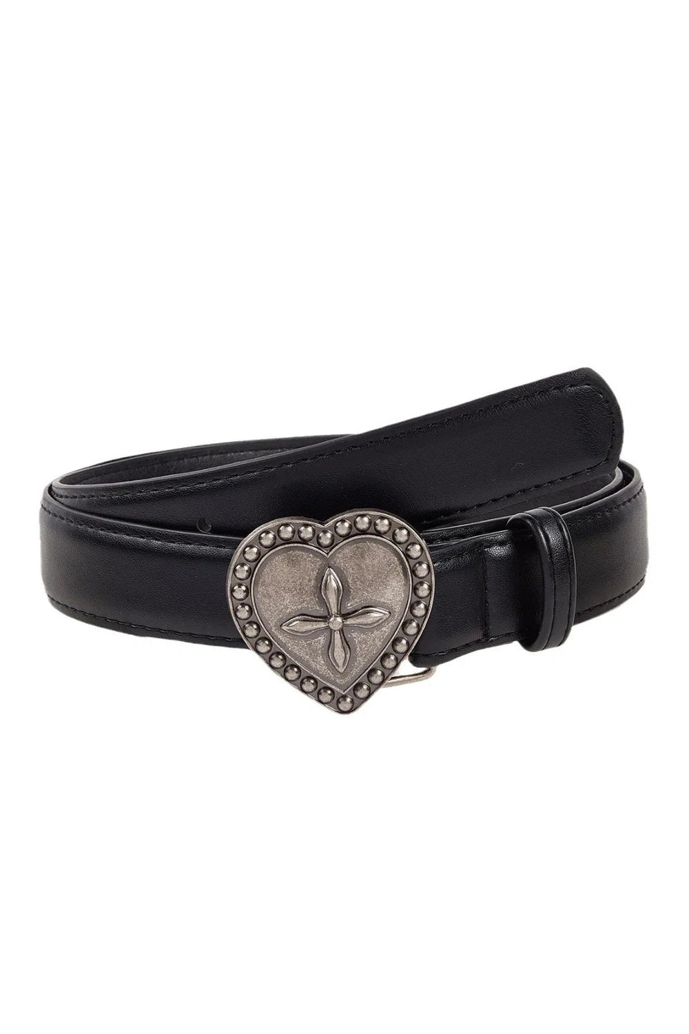 Retro Peach Heart Cross Belt Black 105CM Shoptery