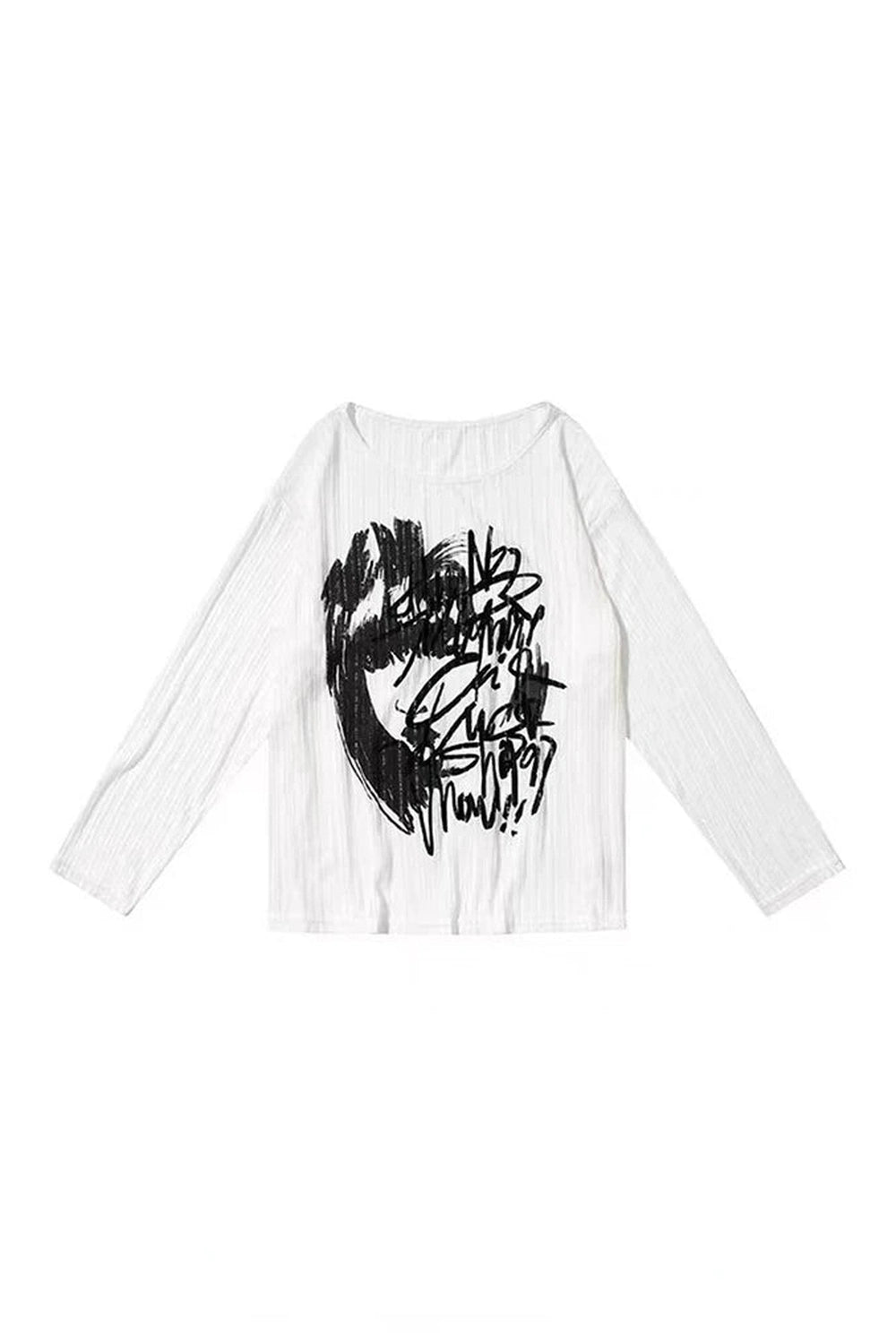 Graffiti Street Style Alt Oversized Long Sleeve Top White Shoptery