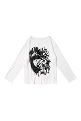 Graffiti Street Style Alt Oversized Long Sleeve Top White Shoptery