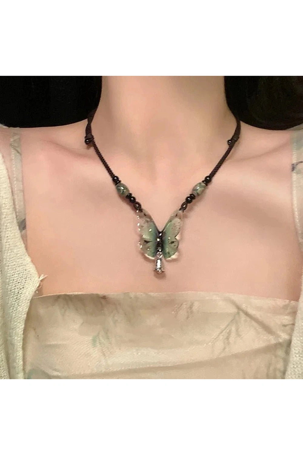 Edgy Green Butterfly Necklace 1 Shoptery