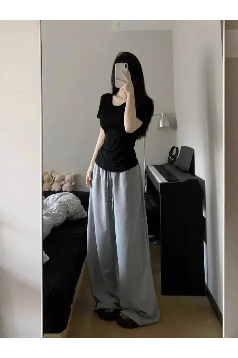 Grey Casual Wide Joggers Shoptery