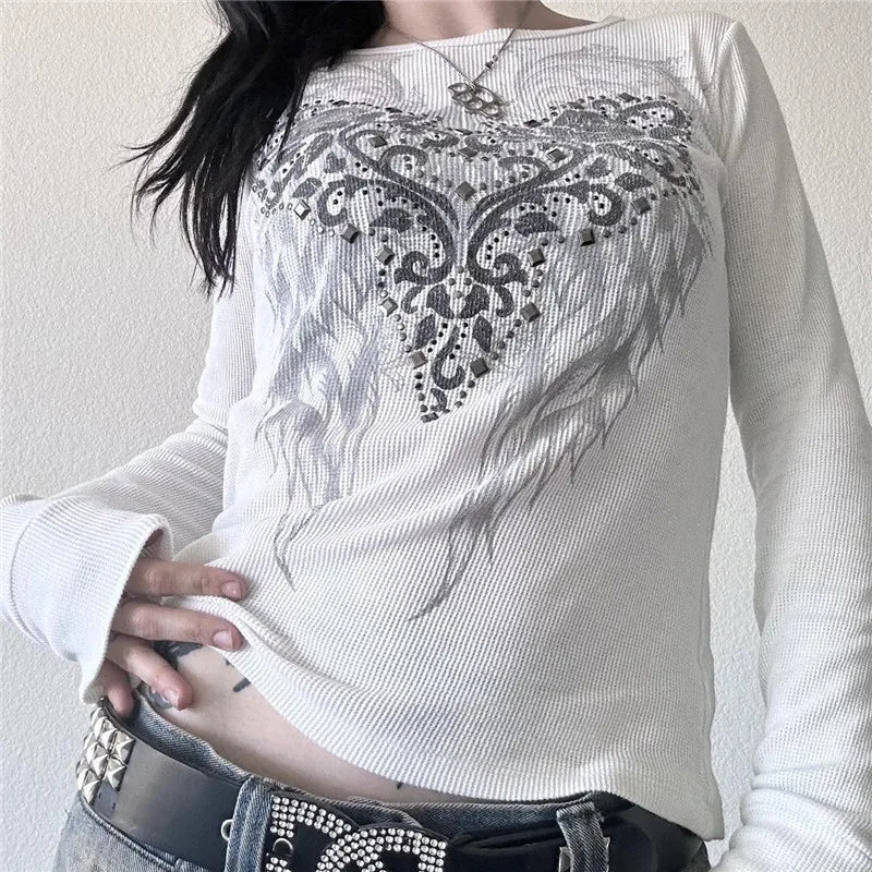 Alt Angel Graphic Waffle Top B Shoptery