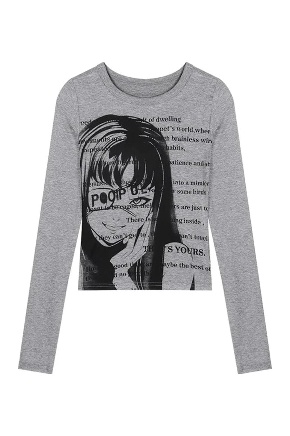 Alt Print Long Sleeve Crop Top Shoptery