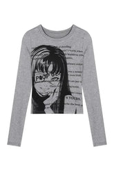 Alt Print Long Sleeve Crop Top Shoptery