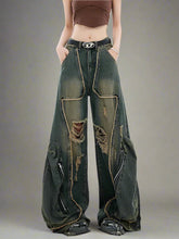 Y2k Edgy Zipper Wide-Leg Jeans Shoptery