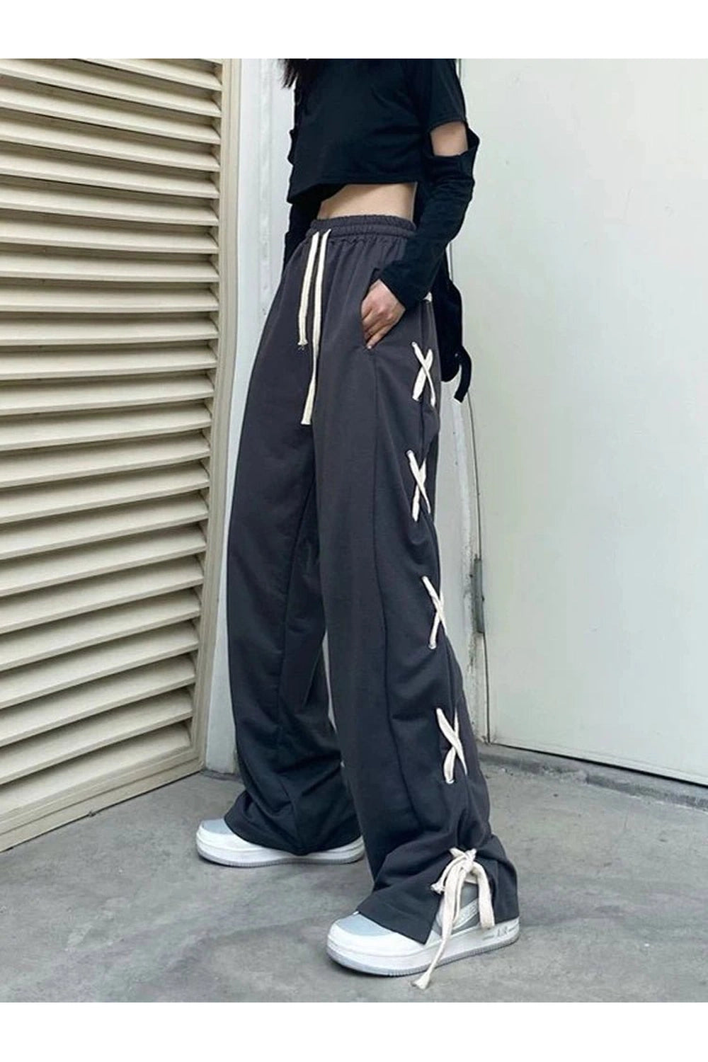 Edgy Bandage Wide Pants Shoptery