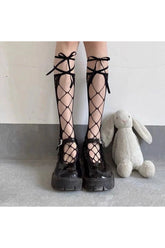 Coquette Heart Hollow Lace Socks black C One Size Shoptery