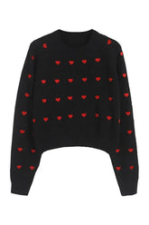 Retro Heartfelt Cuddle Knit Sweater black Shoptery