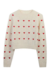 Retro Heartfelt Cuddle Knit Sweater Beige Shoptery