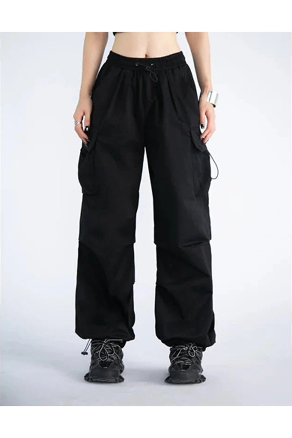 Fall High-Waisted Utility Track Pants Black Shoptery