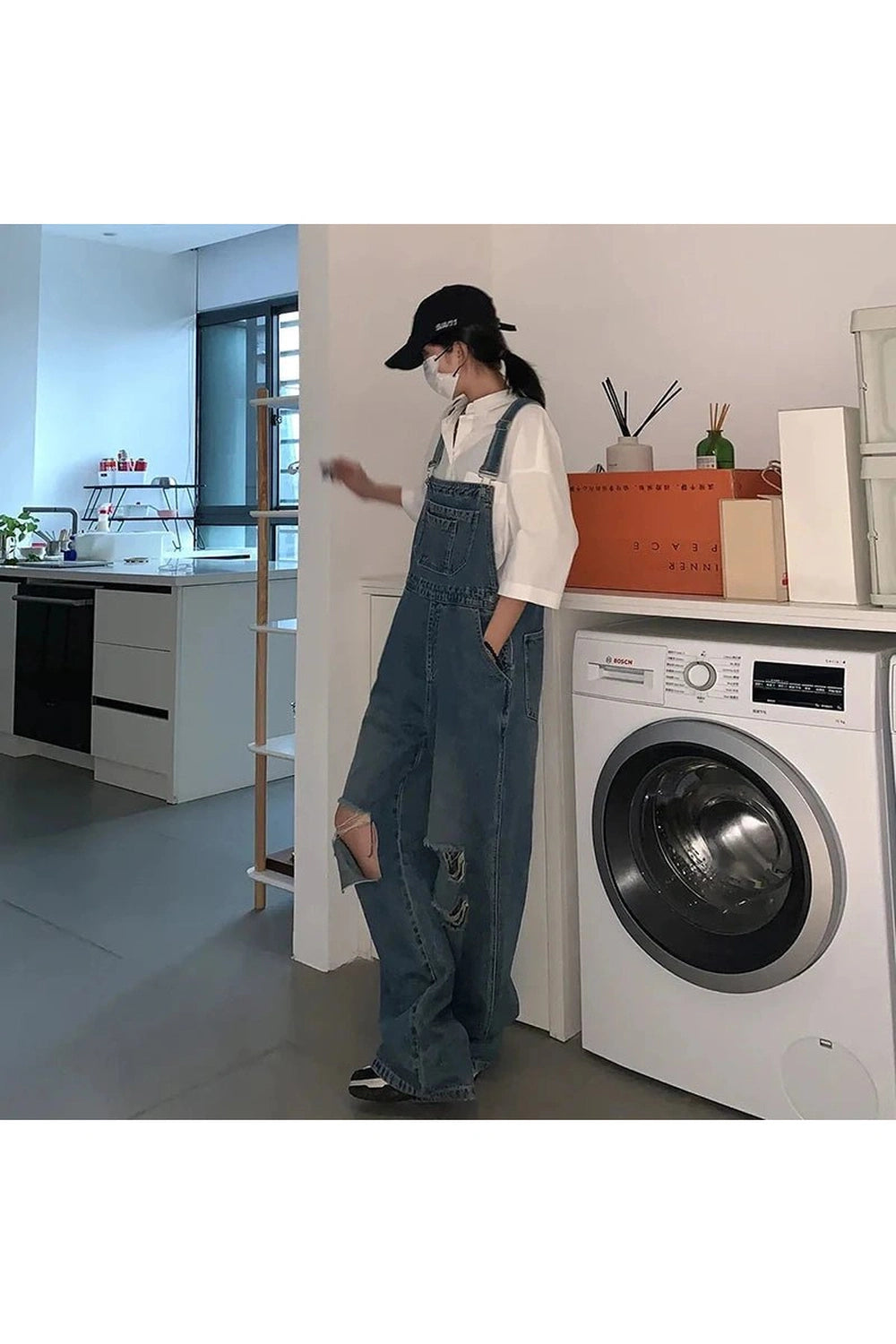 Edgy Hole Denim Jumpsuits Shoptery