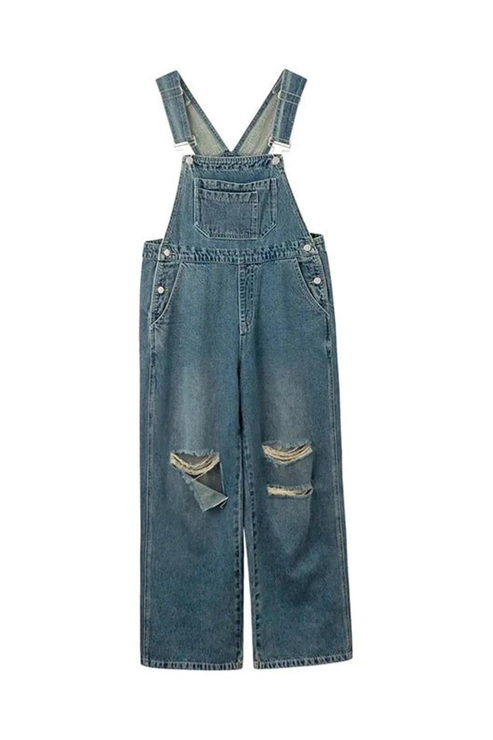 Edgy Hole Denim Jumpsuits Shoptery