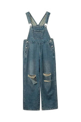 Edgy Hole Denim Jumpsuits Shoptery