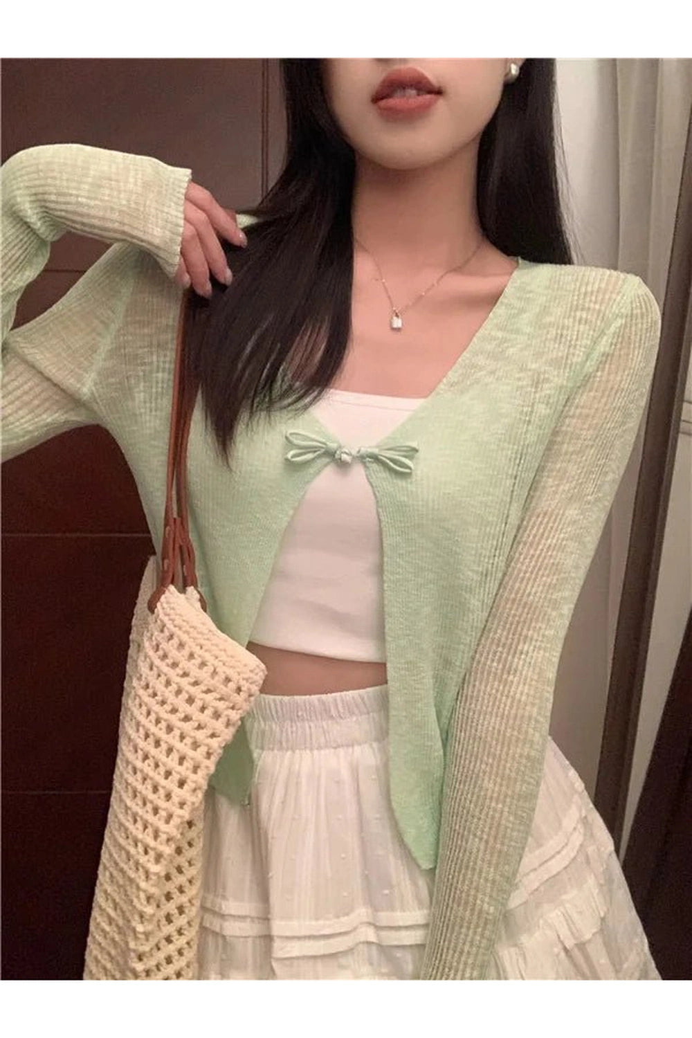 Coquette Ice Silk Sun Protection Cardigan green One Size Shoptery