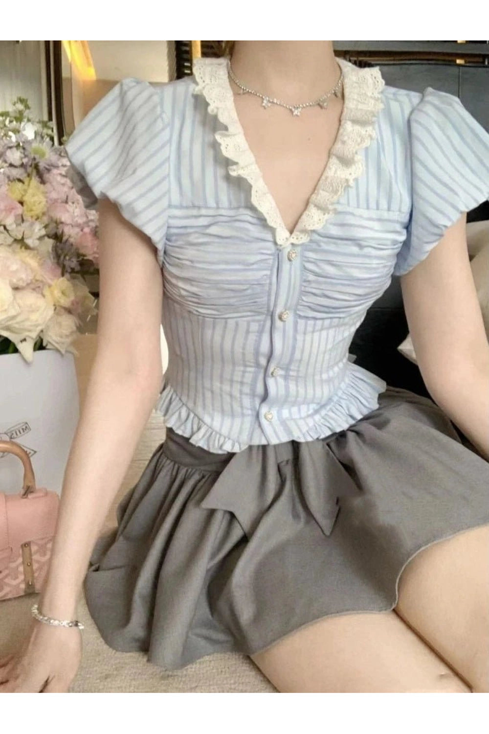 Kawaii Stripe Suit Set 2 Piece Set Shoptery