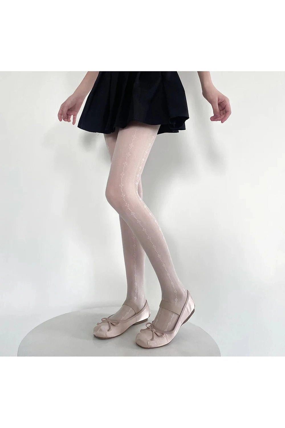 Coquette Lace Trim Elegance Tights Milky White One Size Shoptery