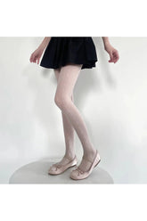 Coquette Lace Trim Elegance Tights Milky White One Size Shoptery