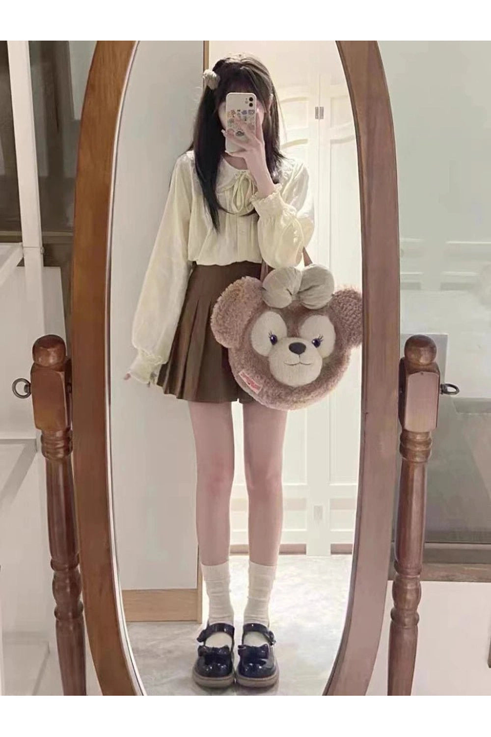 Retro Lace Whisper Bow-Tie Blouse Shoptery