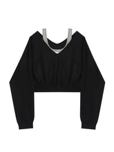 Alt Layered Strap Crop Sweatshirt Black Shoptery