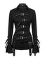 Visual Kei Black Multi-Buckle Strap Lace Collar Long Sleeve Shirt Black shirt Shoptery