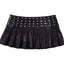 Visual Kei Black PU Leather Studded Pleated Mini Skirt Black Shoptery