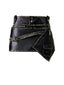 Visual Kei Distressed Faux Leather Buckle Asymmetric Mini Skirt Black Shoptery