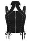 Visual Kei Cross Chain Zip Lace-Up Cutout Crop Tank Top Black Shoptery