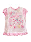Fairy Kei Mezzo Piano Tea Party Graphic Ruffle Cotton Top Pink Shoptery