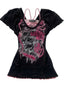 Visual Kei Skull Graphic Layered Ruffle Hem Top Pink Black Black Shoptery