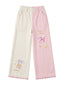 Fairy Kei Bunni Planet Bicolor Wide Leg Embroidered Pants Pink Shoptery
