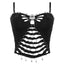 Visual Kei Skull Safety Pin Cut-Out Cage Crop Top Color 1 Shoptery