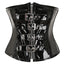 Visual Kei Black Patent PVC Underbust Corset with Buckles & Zipper black Shoptery