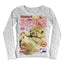 Yami Kawaii Neko Panchi Cat Magazine Print Long Sleeve Tee WHITE Shoptery