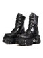 Visual Kei Heavy Platform Combat Boots with Industrial Metal Hardware black Shoptery