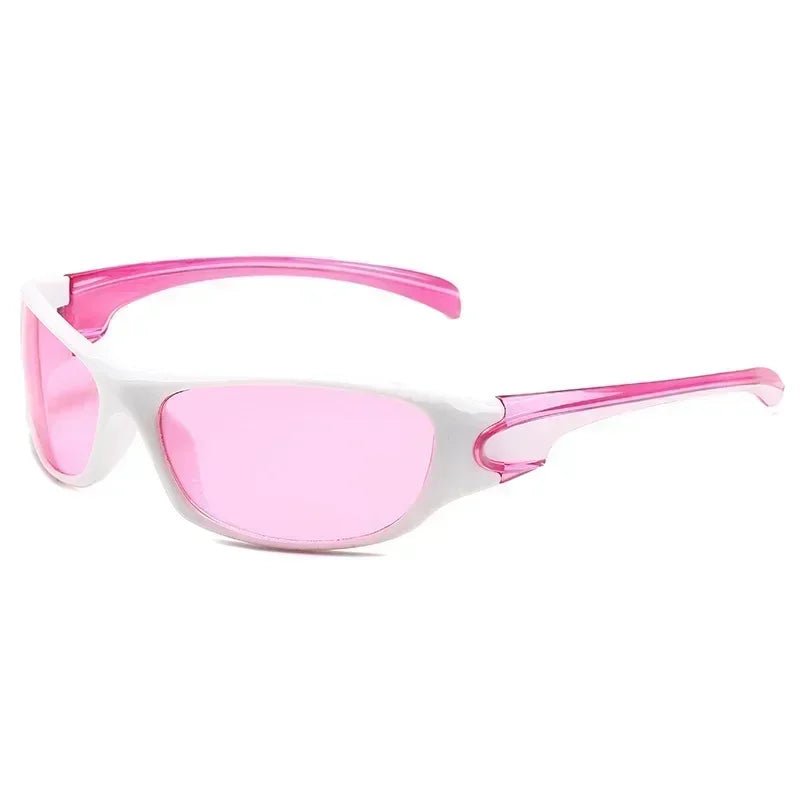 Y2k Matrix Vision Wraparound Sunglasses Pink Shoptery
