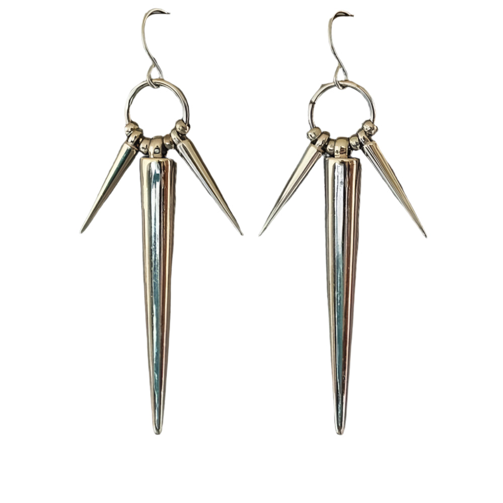 Edgy Metallic Spike Drop Earrings Silver Shoptery