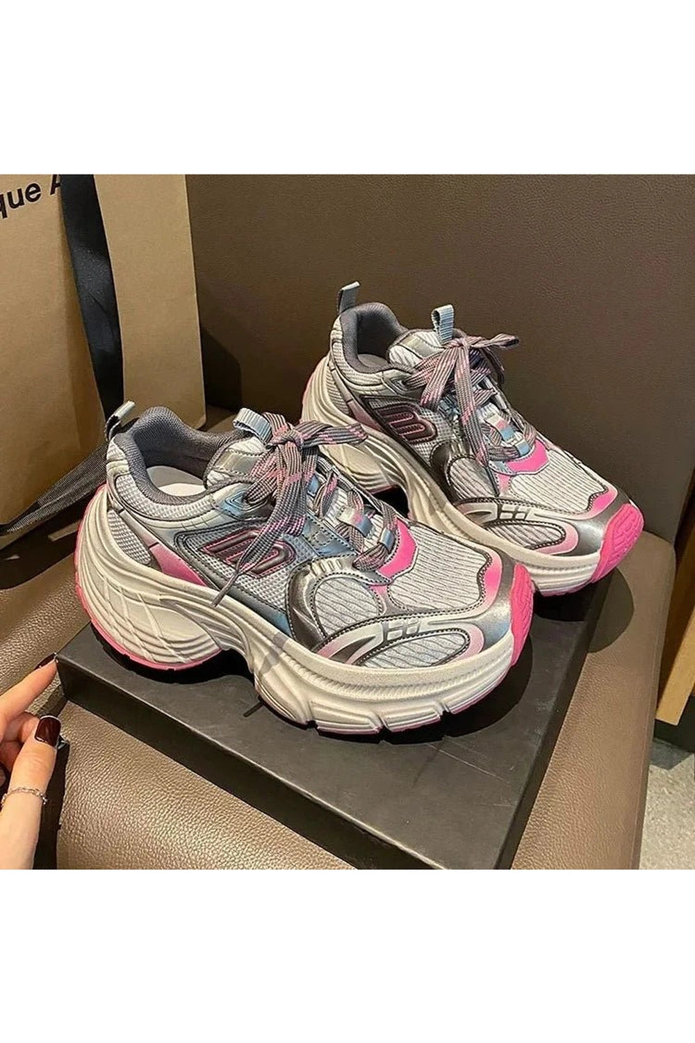 Metallic Violet Edgy Chunky Sneakers 6 Shoptery