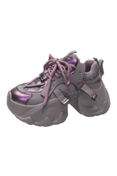 Metallic Violet Edgy Chunky Sneakers Shoptery
