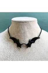 Alt Goth Midnight Bat Wing Necklace Black Shoptery