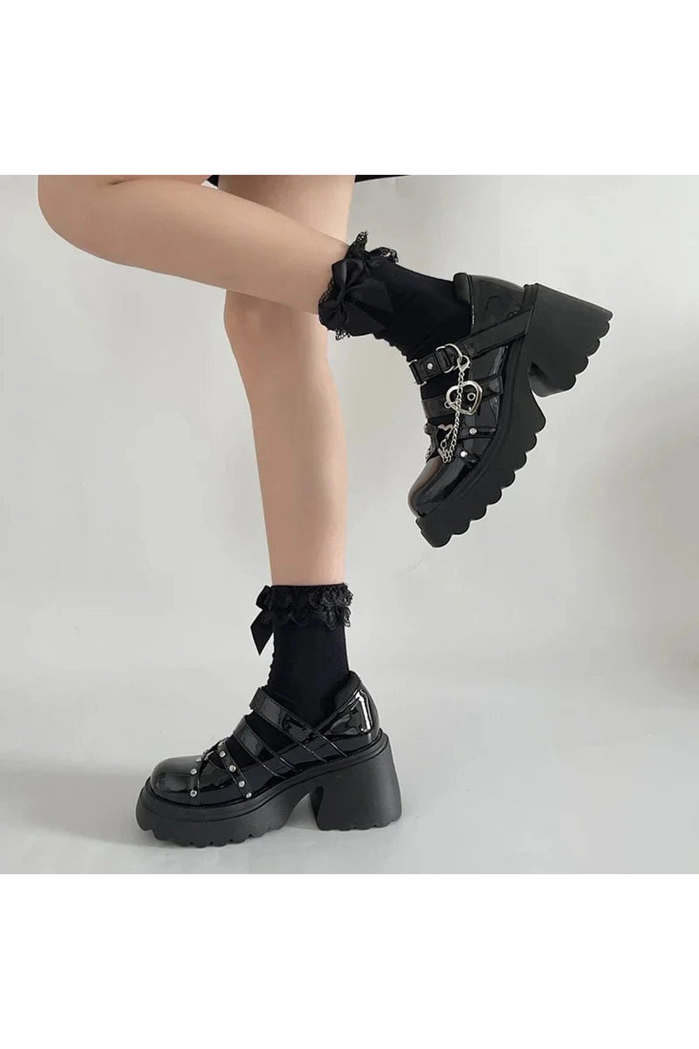 Midnight Heart Alt Chain Platform Shoes Shoptery