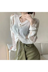 Alt Midnight Lace-Up Mesh Top White Shoptery