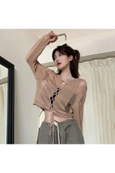 Alt Midnight Lace-Up Mesh Top Coffee Shoptery