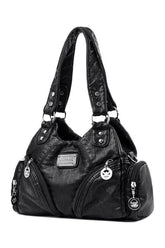 Y2k Midnight Zipper Accent Shoulder Bag black Shoptery