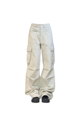 Y2k Minimalist Cargo Wide-Leg Pants Off White Shoptery