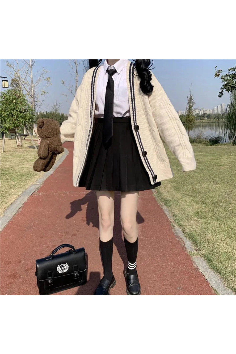 Retro Navy Preppy Varsity Cardigan Shoptery