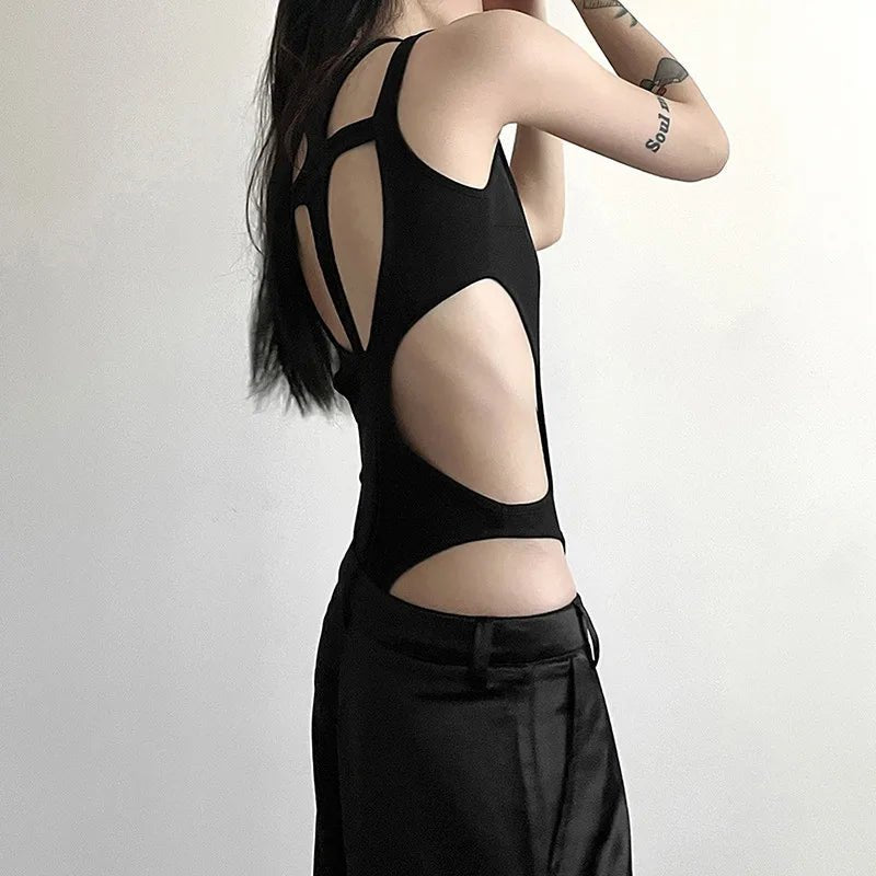 Y2k Obsidian Cutout Bodysuit Shoptery